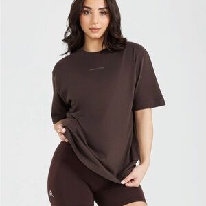 Oner Active Classic Mirror Graphic Oversized T-shirt in washed 70% Cocoa (S)